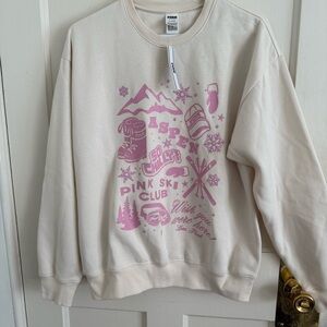 PINK Victoria's Secret Cream Sweatshirt with Pink Aspen Design